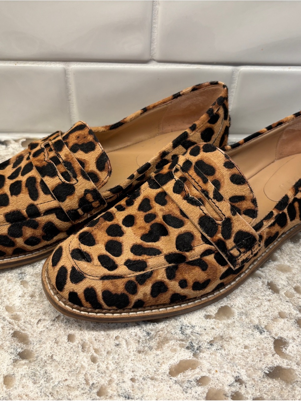 Boden Leopard Print Slip-On Loafers - Tan & Black Soze 10.5/ 42 Classy Flats